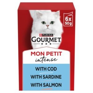 GOURMET Mon Petit Fish Variety Cod; Sardine; Salmon Wet Cat Food 6x50g | UK Seller product pack