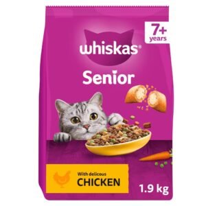 Whiskas 7+ Senior Dry Cat Food Biscuits Chicken 1.9kg | UK Seller product pack