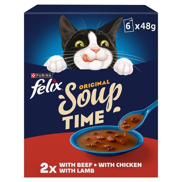 FELIX Soup Farm Selection Chicken; Beef and Lamb Wet Cat Food 6x48g | UK Seller product pack