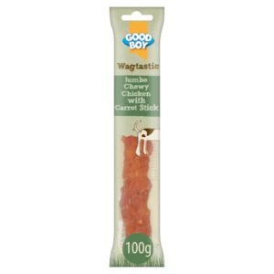 Good Boy Wagtastic Dog Treats Jumbo Chicken Carrot Stick 100g | UK Seller product pack