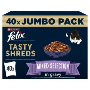 FELIX Tasty Shreds Mixed Selection in Gravy Wet Cat Food 40x80g | UK Seller product pack