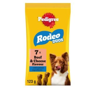Pedigree Rodeo Duos Dog Food Treats Beef & Cheese 7 sticks 123g | UK Seller product pack