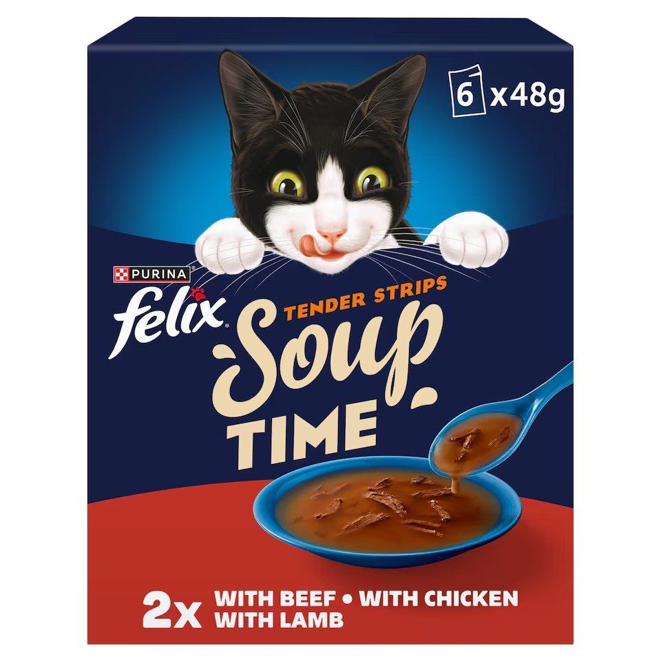 Felix Soup Tender Strips Meat Selection Cat Food 6X48g | UK Seller product pack