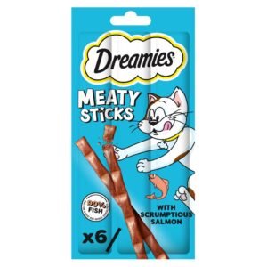 DREAMIES Meaty Sticks Adult Cat Treats with Salmon 6 pack 30g | UK Seller product pack