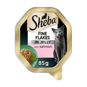 Sheba Fine Flakes Wet Cat Food Tray Salmon in Jelly 85g | UK Seller product pack