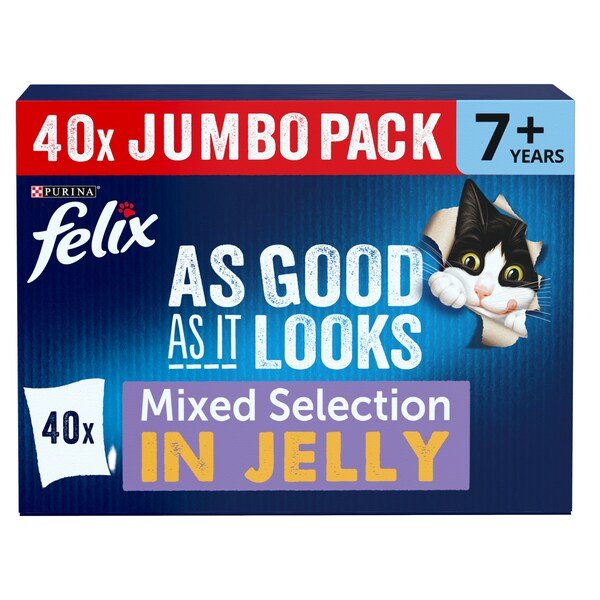Felix As Good As It Looks Senior 7+ Mixed in Jelly Wet Cat Food 40x85g | UK Seller product pack