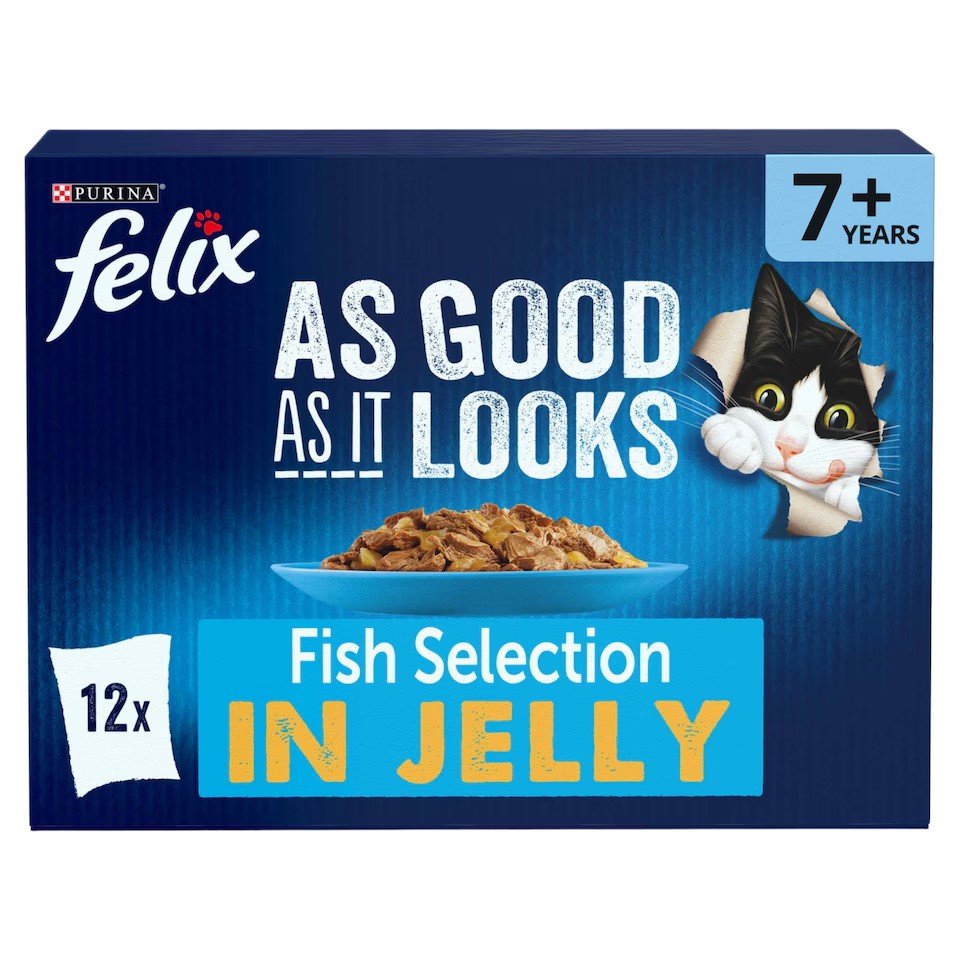 Felix As Good As it Looks Senior 7+ Fish in Jelly Wet Cat Food 12x85g | UK Seller product pack
