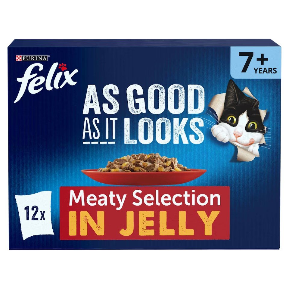 Felix As Good As it Looks Senior 7+ Meat in Jelly Wet Cat Food 12x85g | UK Seller product pack
