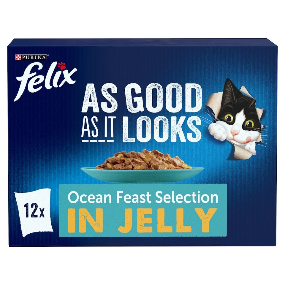FELIX As Good As it Looks Ocean Feasts in Jelly Wet Cat Food 12x85g | UK Seller product pack