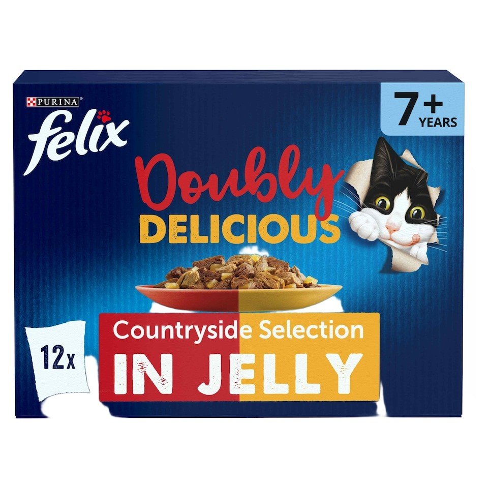 Felix Doubly Delicious 7+ Meat Countryside Selection in Jelly Wet Cat Food 12x85g | UK Seller product pack