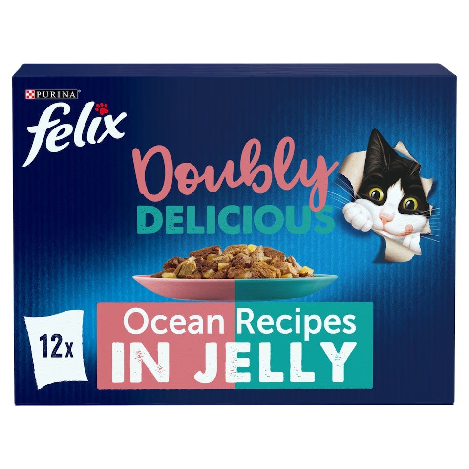 FELIX Doubly Delicious Ocean Recipes in Jelly Wet Cat Food 12x85g | UK Seller product pack