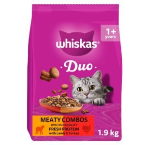 WHISKAS 1+ Complete Dry Cat Food DUO Meaty Combos 1.9kg | UK Seller product pack