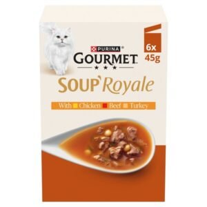 GOURMET Soup Royale Chicken, Beef, Turkey Wet Cat Food Pouch 6x45g | UK Seller product pack