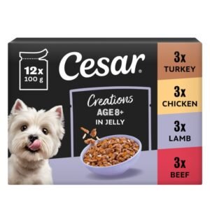 CESAR Senior 8+ Dog Pouches Creations in Jelly 12x100g | UK Seller product pack