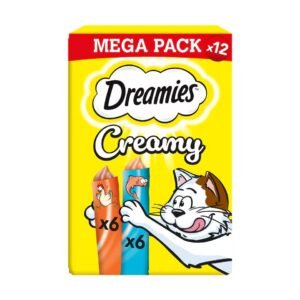 DREAMIES Creamy Snack Cat Treats with Chicken & Salmon 12pk | UK Seller product pack