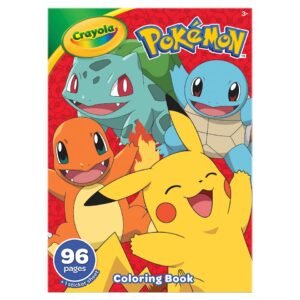 Crayola Pokémon Colouring Book with Stickers, 96 Pages | UK Seller