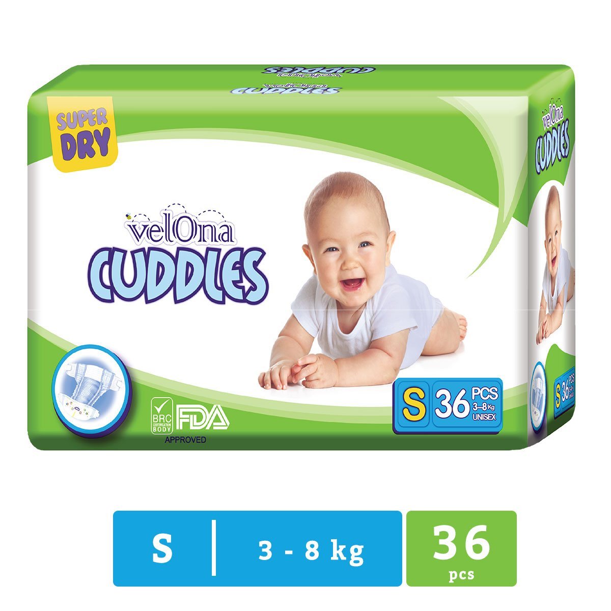 Velona Cuddles Jumbo Baby Diapers Small - 36 Pack