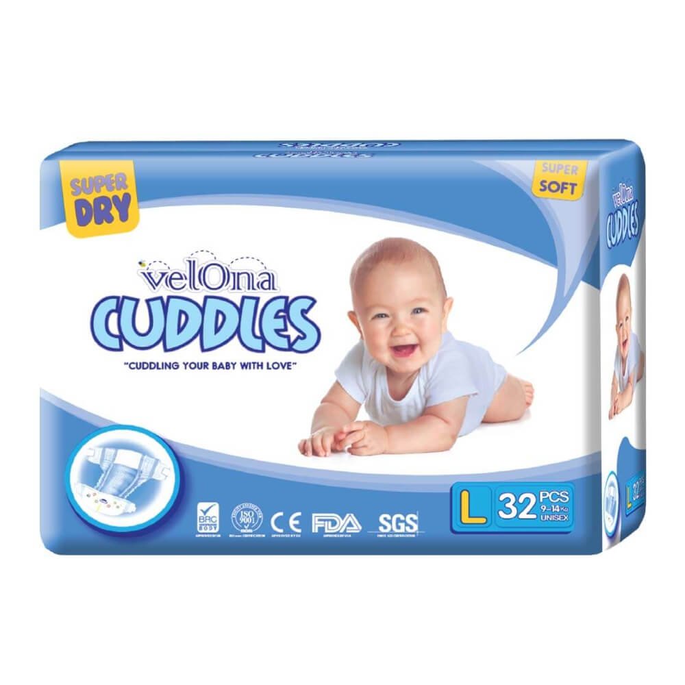 Velona Cuddles Jumbo Baby Diapers Large - 32 Pack